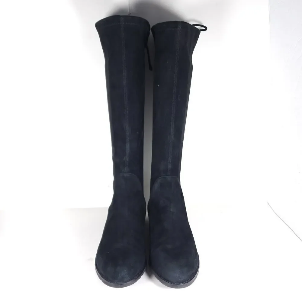 Stuart Weitzman Women's Lilene US 9 Black Suede Stretch Pull On Knee High Boots